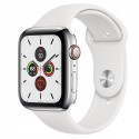 Apple Watch Series 5 GPS+ Cellular - Stainless Steel Case with White Sport Band (44mm)